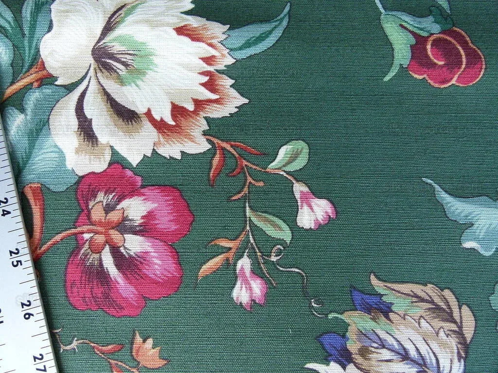 Scalamandre Les Fleurs Mysterieuses Green Tulip Rose Peony Print MSRP USD/598/y