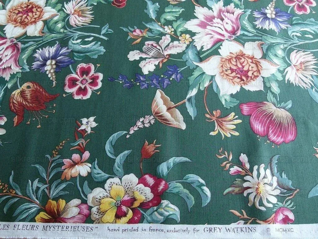 Scalamandre Les Fleurs Mysterieuses Green Tulip Rose Peony Print MSRP USD/598/y