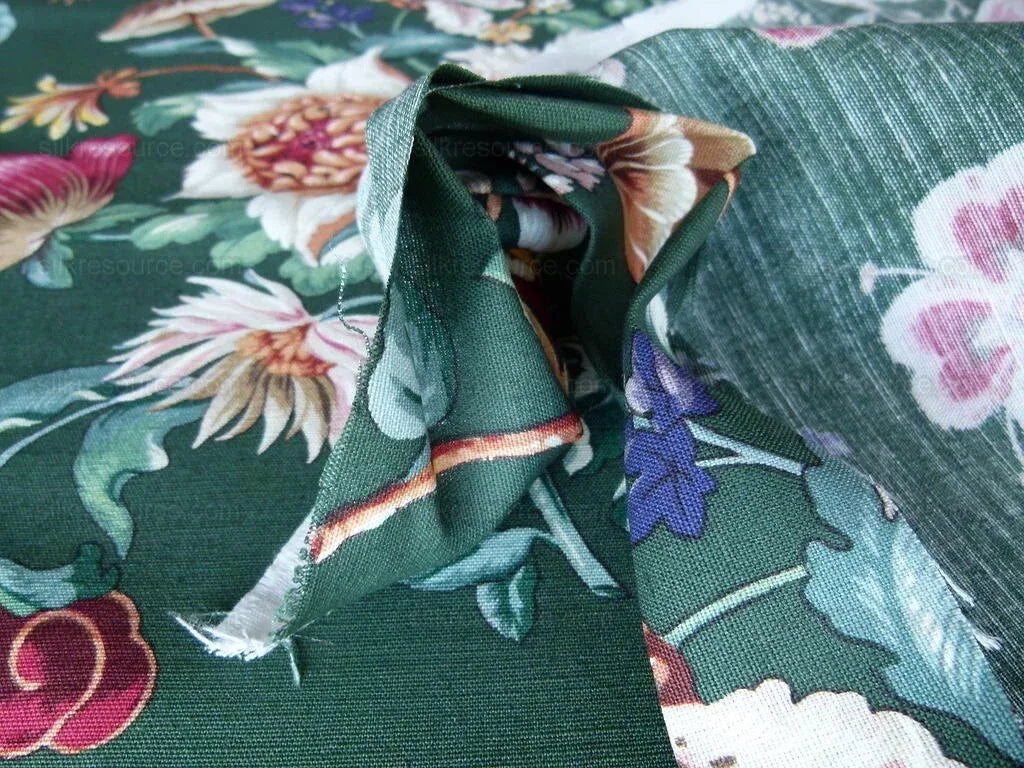 Scalamandre Les Fleurs Mysterieuses Green Tulip Rose Peony Print MSRP USD/598/y