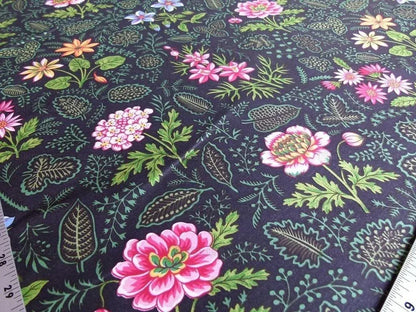 by yard Scalamandre Grey Watkins Belle Meade Folk Flower Black Wild Flower Floral Print