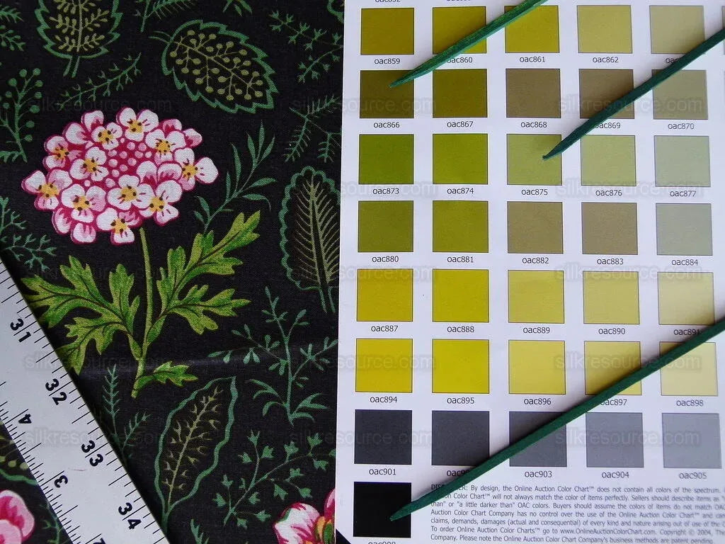 by yard Scalamandre Grey Watkins Belle Meade Folk Flower Black Wild Flower Floral Print