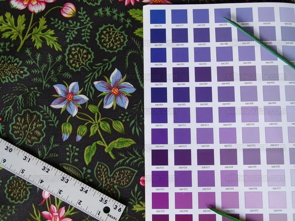 by yard Scalamandre Grey Watkins Belle Meade Folk Flower Black Wild Flower Floral Print