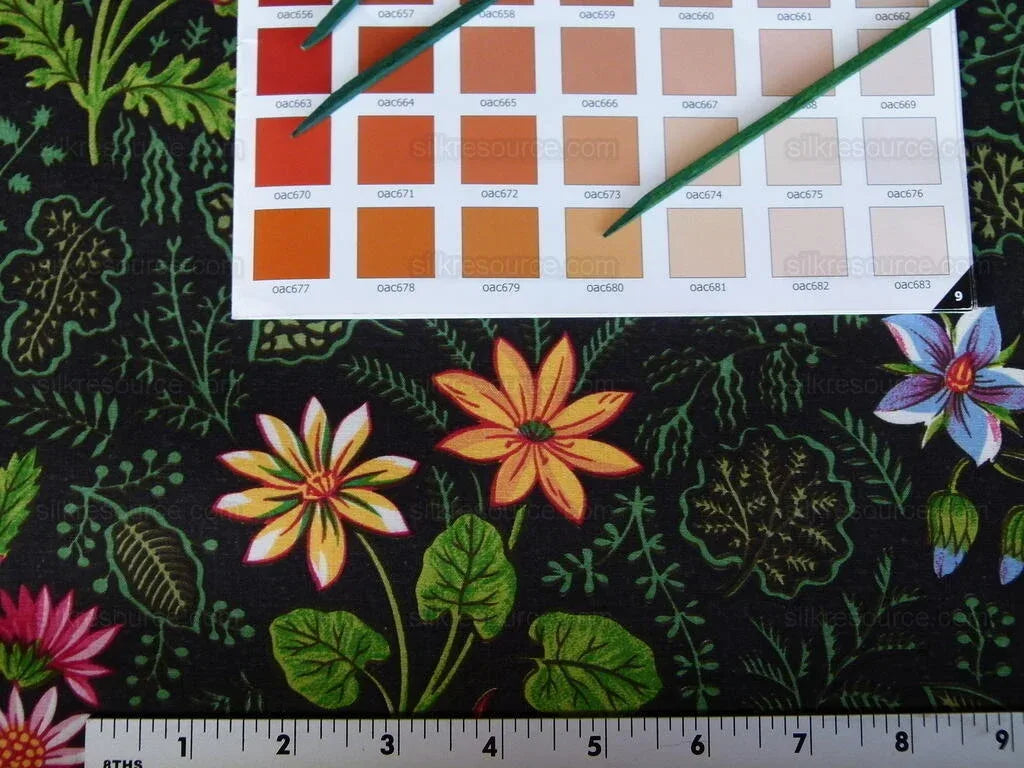 by yard Scalamandre Grey Watkins Belle Meade Folk Flower Black Wild Flower Floral Print