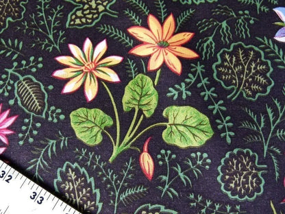 by yard Scalamandre Grey Watkins Belle Meade Folk Flower Black Wild Flower Floral Print