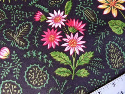 by yard Scalamandre Grey Watkins Belle Meade Folk Flower Black Wild Flower Floral Print