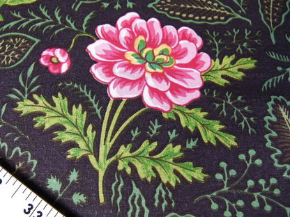 by yard Scalamandre Grey Watkins Belle Meade Folk Flower Black Wild Flower Floral Print