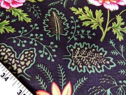 by yard Scalamandre Grey Watkins Belle Meade Folk Flower Black Wild Flower Floral Print
