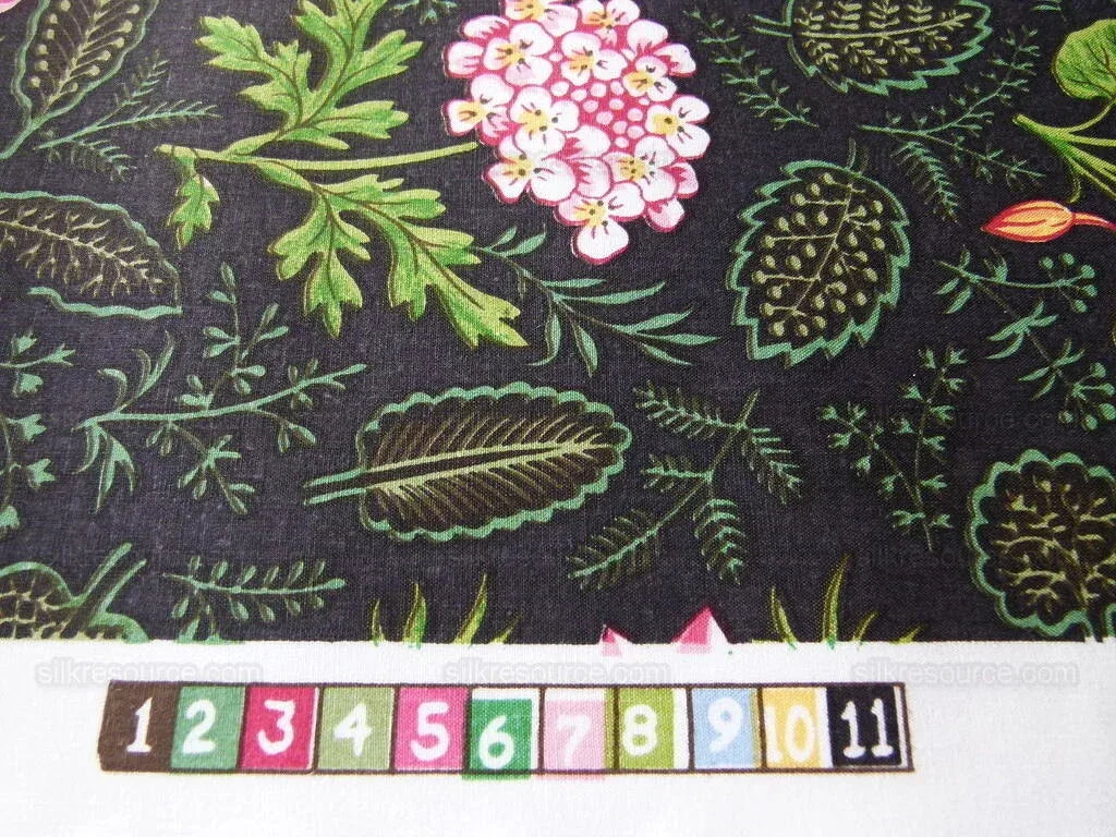 by yard Scalamandre Grey Watkins Belle Meade Folk Flower Black Wild Flower Floral Print