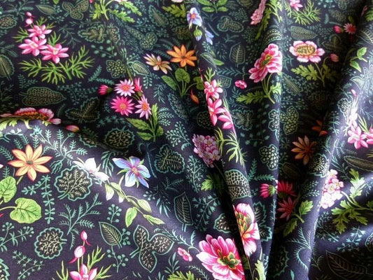 by yard Scalamandre Grey Watkins Belle Meade Folk Flower Black Wild Flower Floral Print