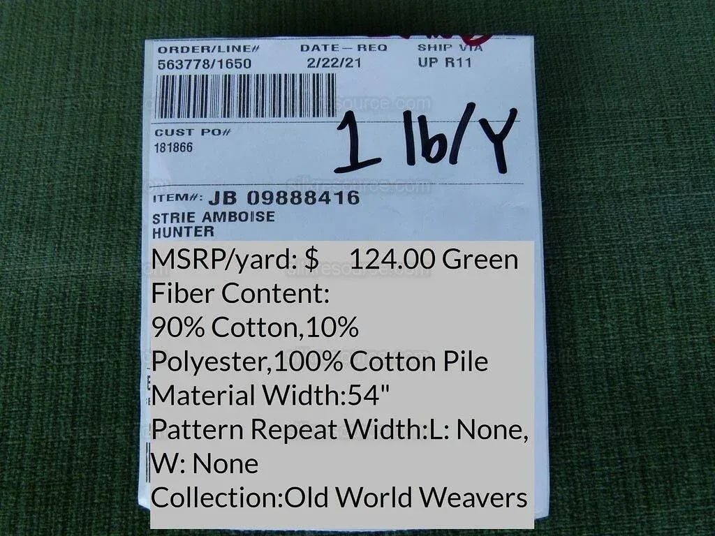 7y Scalamandre Strie Amboise Hunter Green Thick Lush MSRP USD 124/Y