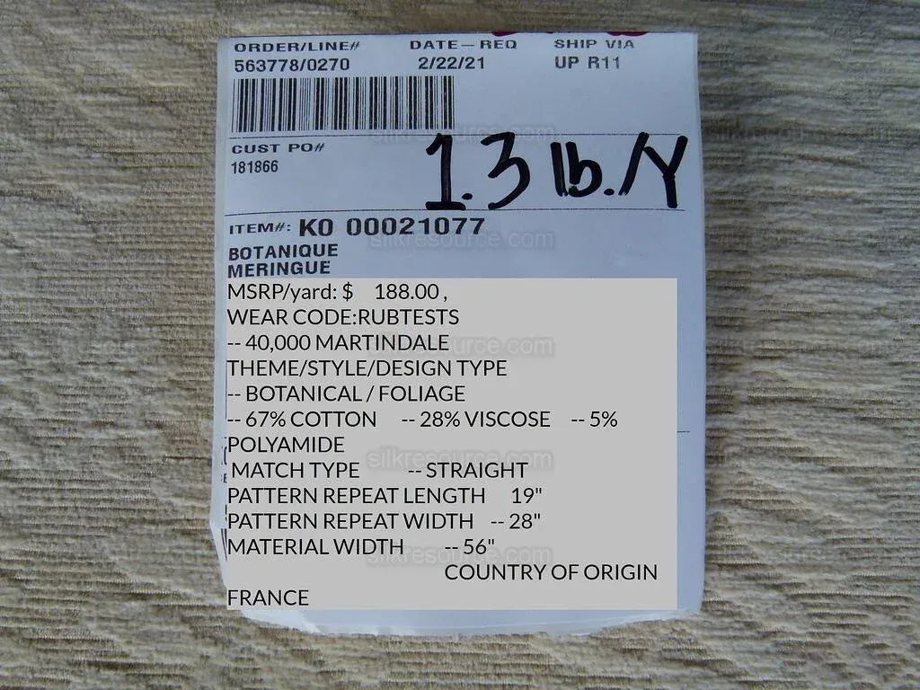 By Yd Scalamandre Botanique Fh Meringue Pale Yellow Fern Foliage Cotton MSRP USD 188