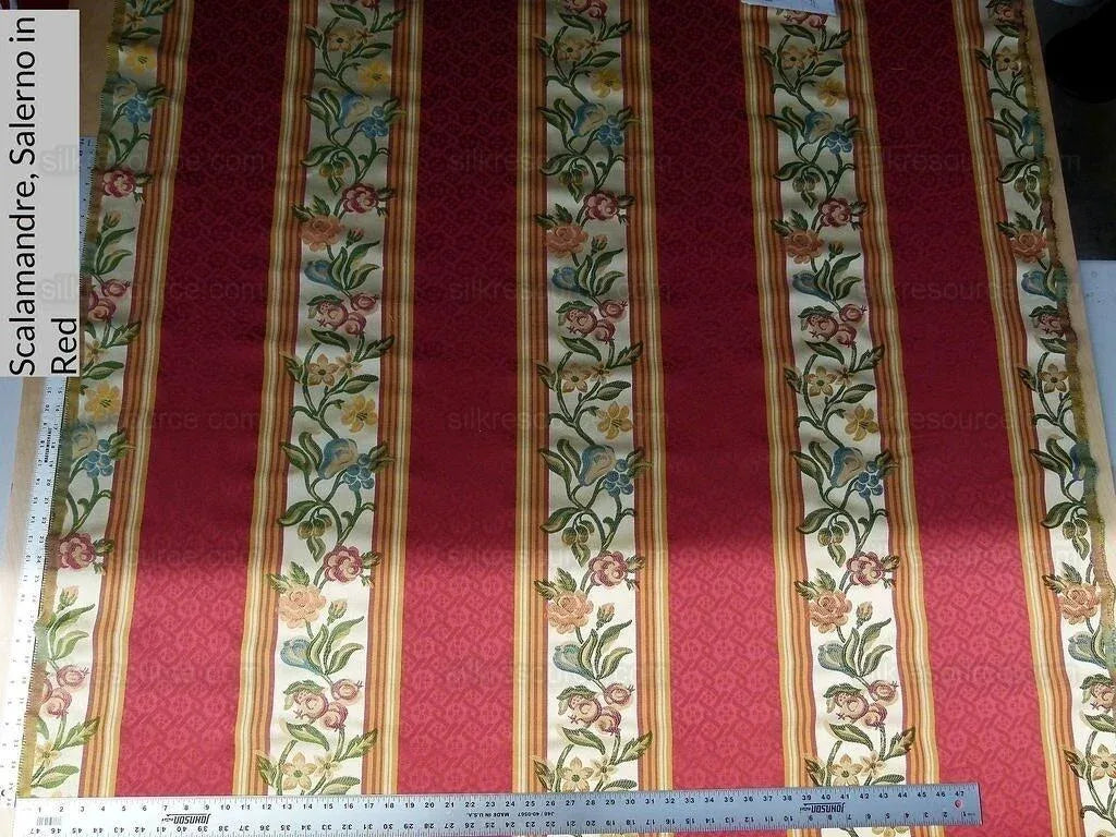 Scalamandre Salerno Red Pomegranate Pear Rose Stripe MSRP$