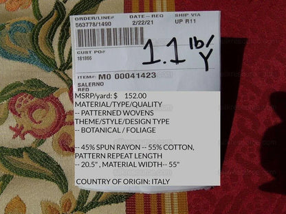 Scalamandre Salerno Red Pomegranate Pear Rose Stripe MSRP$