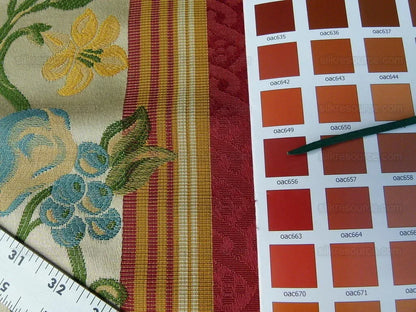 Scalamandre Salerno Red Pomegranate Pear Rose Stripe MSRP$