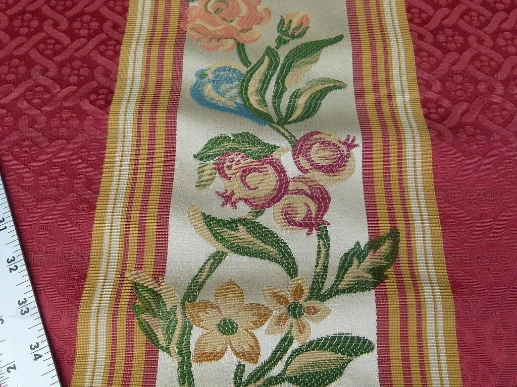 Scalamandre Salerno Red Pomegranate Pear Rose Stripe MSRP$