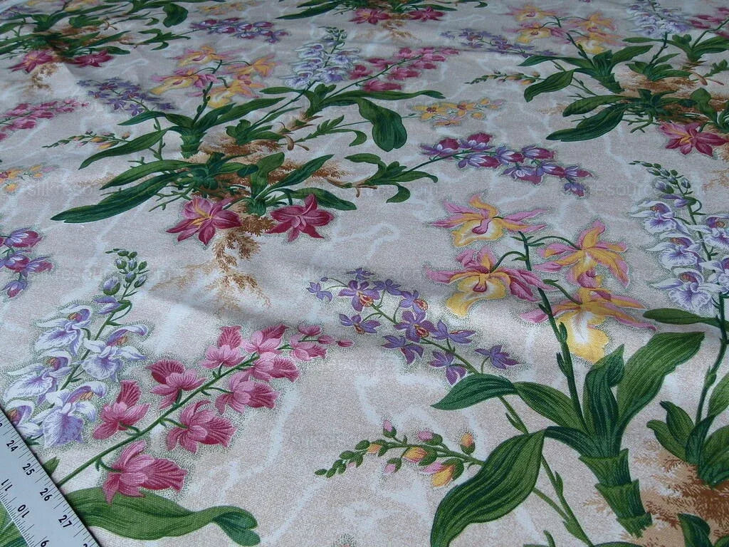 By Yard Scalamandre Marlyn Park Fh Multi/sand Linen Bouquet MSRP USD 188/y