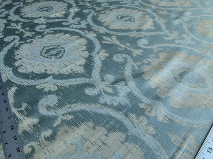By Yd Scalamandre Libretto Light Teal Blue Medallion Lampas MSRP USD 256/Y