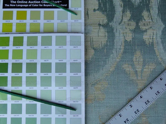 0.25 Yd Scalamandre Libretto Light Teal Blue Medallion Lampas MSRP USD 256/Y