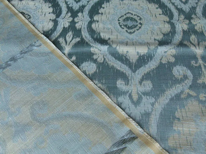 By Yd Scalamandre Libretto Light Teal Blue Medallion Lampas MSRP USD 256/Y