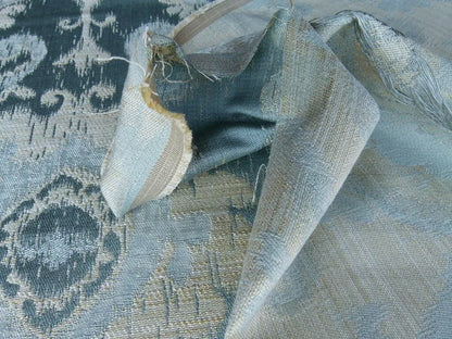 By Yd Scalamandre Libretto Light Teal Blue Medallion Lampas MSRP USD 256/Y
