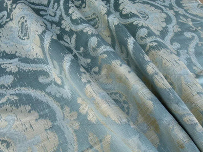 0.25 Yd Scalamandre Libretto Light Teal Blue Medallion Lampas MSRP USD 256/Y