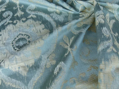 0.25 Yd Scalamandre Libretto Light Teal Blue Medallion Lampas MSRP USD 256/Y