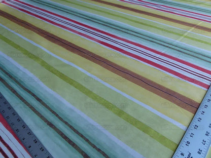Scalamandre Grey Watkins Lady Slippers Stripe Multi Pink Green Yellow Print MSRP USD 236/yard