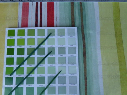 Scalamandre Grey Watkins Lady Slippers Stripe Multi Pink Green Yellow Print MSRP USD 236/yard