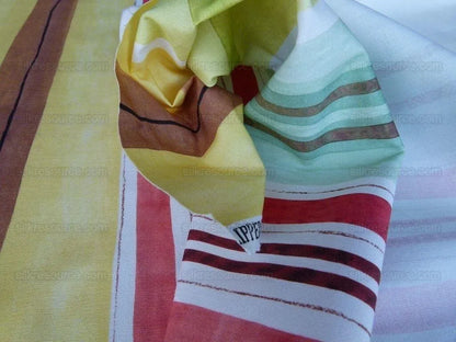 Scalamandre Grey Watkins Lady Slippers Stripe Multi Pink Green Yellow Print MSRP USD 236/yard