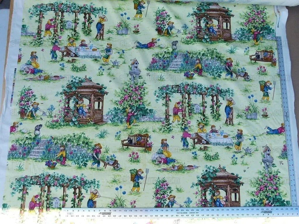 Scalamandre Giardinieri Monkey Gardening Grass Green MSRP USD 320/Y