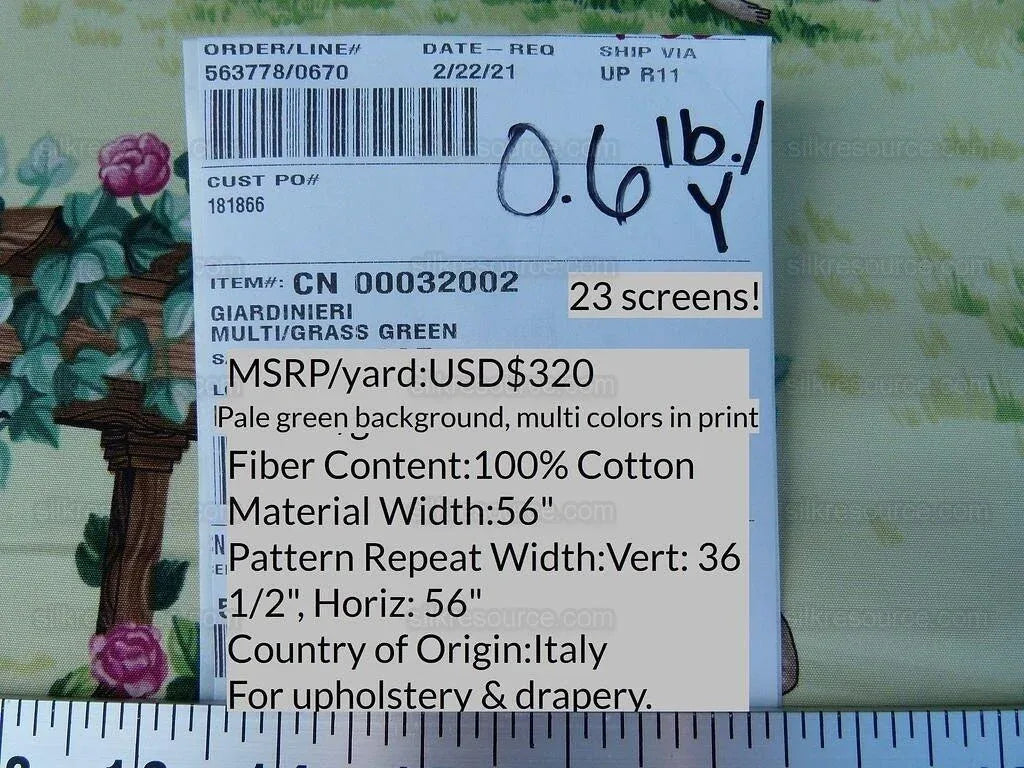 Scalamandre Giardinieri Monkey Gardening Grass Green MSRP USD 320/Y