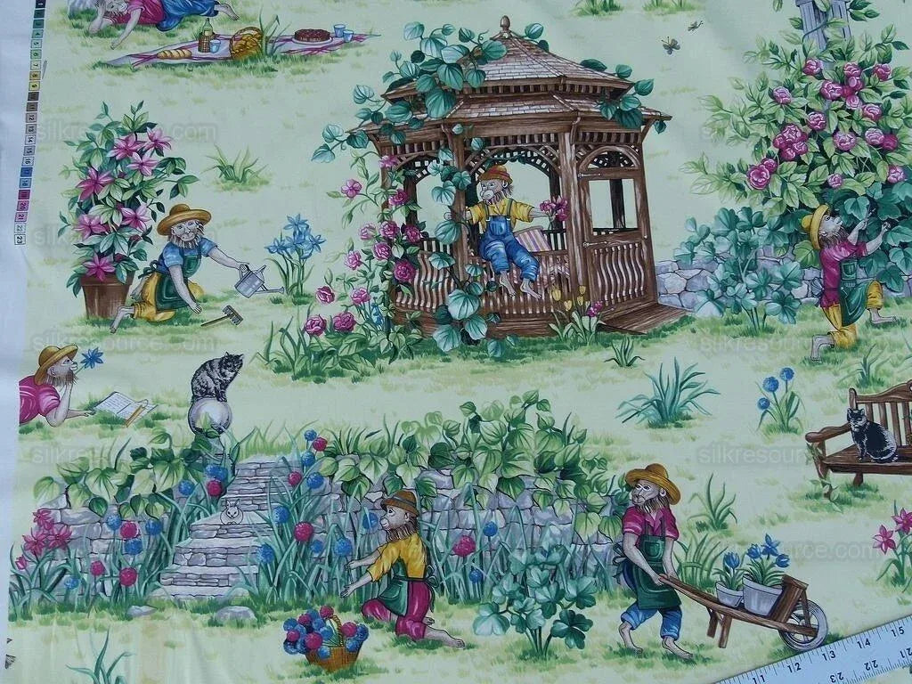 Scalamandre GIARDINIERI MONKEY GARDENING GRASS GREEN MSRP$320