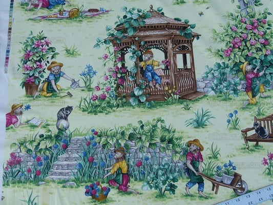 Scalamandre GIARDINIERI MONKEY GARDENING GRASS GREEN MSRP$320