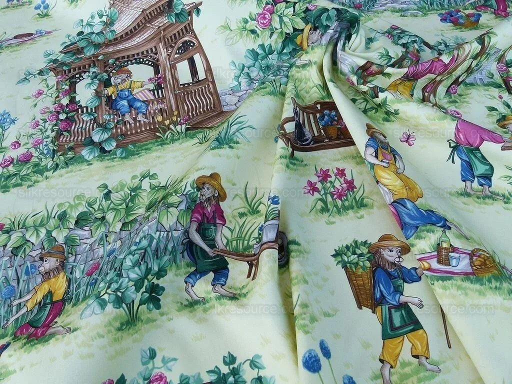 Scalamandre Giardinieri Monkey Gardening Grass Green MSRP USD 320/Y