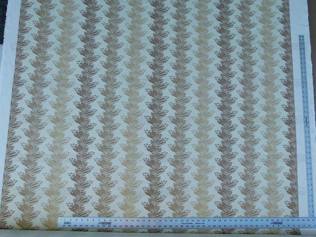 Scalamandre Denise Stripe Caramel Tan Linen Print Grey Watkins MSRP USD 236/y