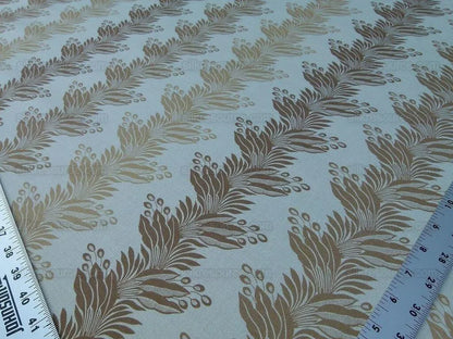 Scalamandre Denise Stripe Caramel Tan Linen Print Grey Watkins MSRP USD 236/y