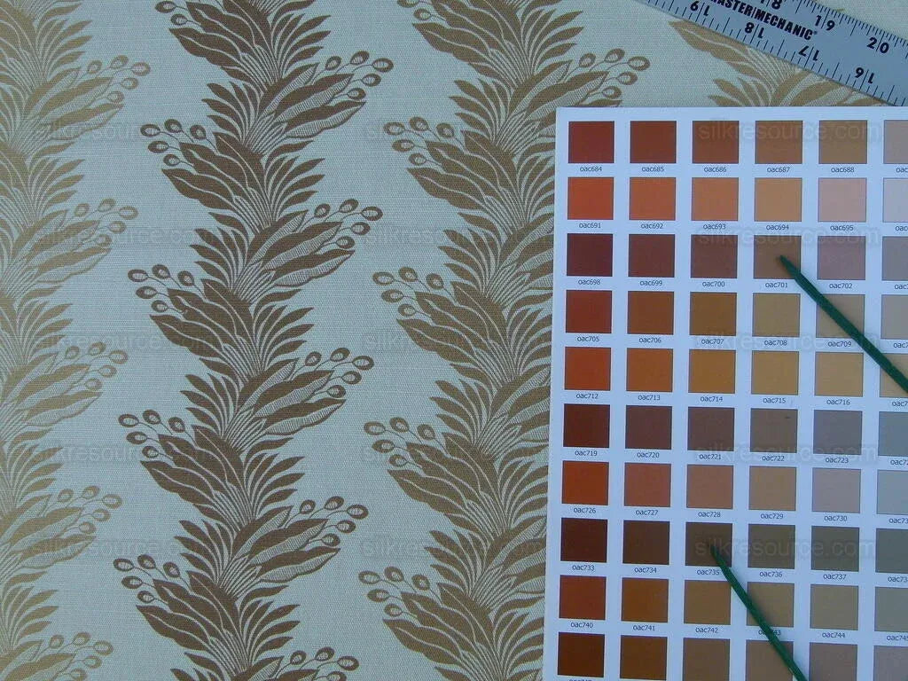 Scalamandre Denise Stripe Caramel Tan Linen Print Grey Watkins MSRP USD 236/y