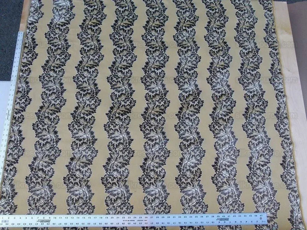 Scalamandre Acanthus Stripe Gw Gold/chestnut Cut Velvet Heavy