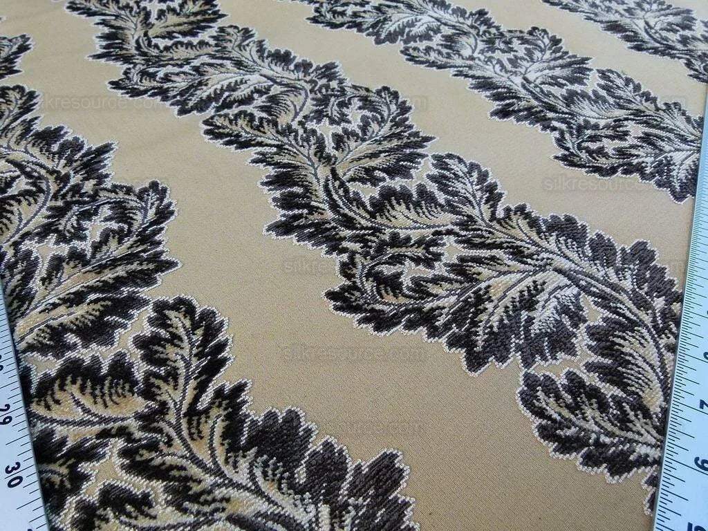 Scalamandre Acanthus Stripe Gw Gold/chestnut Cut Velvet Heavy