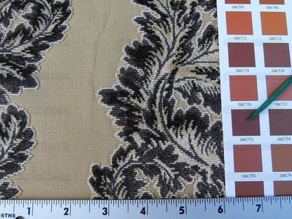 Scalamandre Acanthus Stripe Gw Gold/chestnut Cut Velvet Heavy