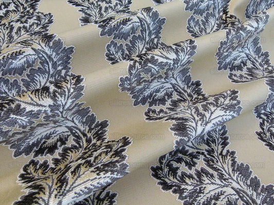 Scalamandre ACANTHUS STRIPE GW GOLD/CHESTNUT CUT VELVET HEAVY! M