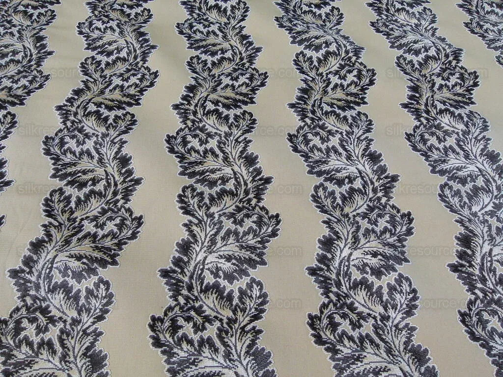 Scalamandre Acanthus Stripe Gw Gold/chestnut Cut Velvet Heavy