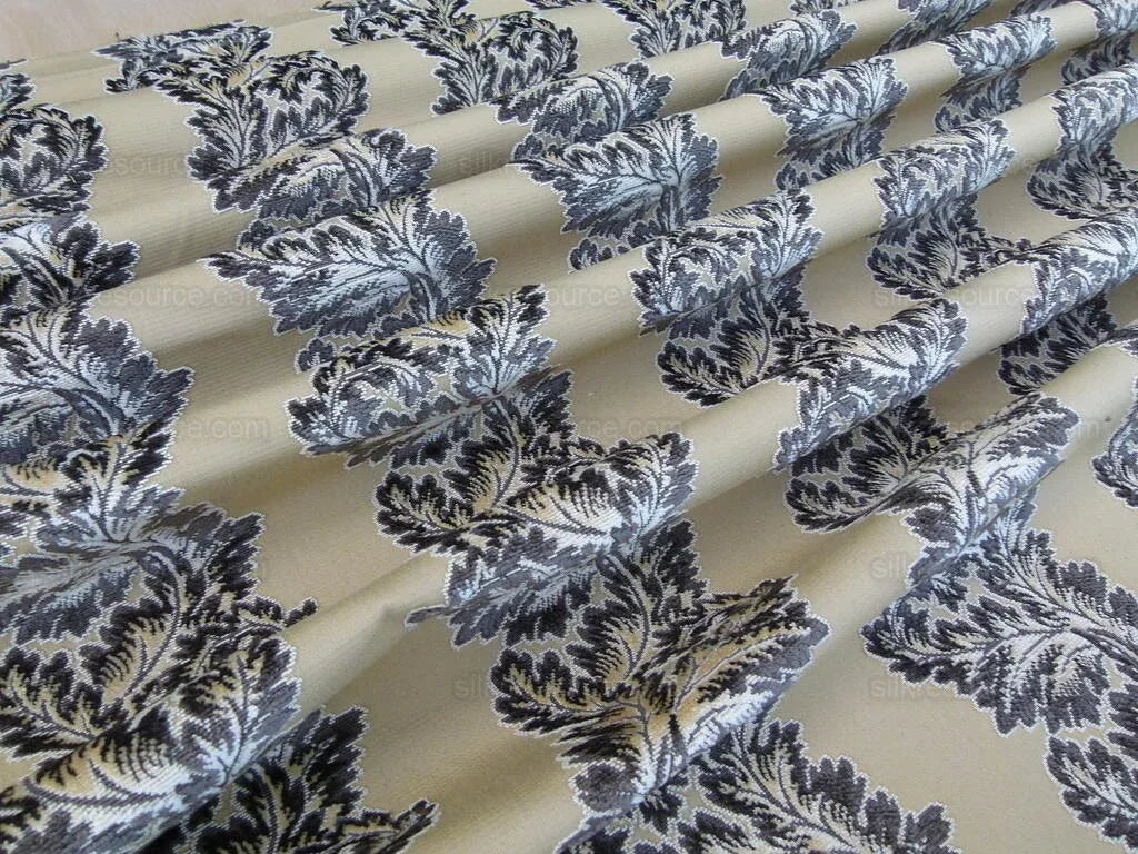 Scalamandre Acanthus Stripe Gw Gold/chestnut Cut Velvet Heavy