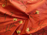 Pierre Frey 100%Silk Embroidery Saffron Red