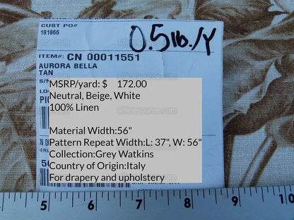 8.5y Scalamandre Aurora Bella Gw Tan Old World Weavers Linen Bou