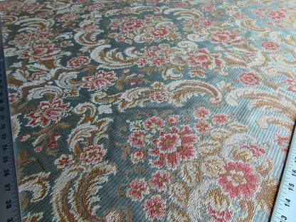 By Yd Scalamandre Cervino Multi on Celadon Blue Pink Floral Damask MSRP 312USD/y