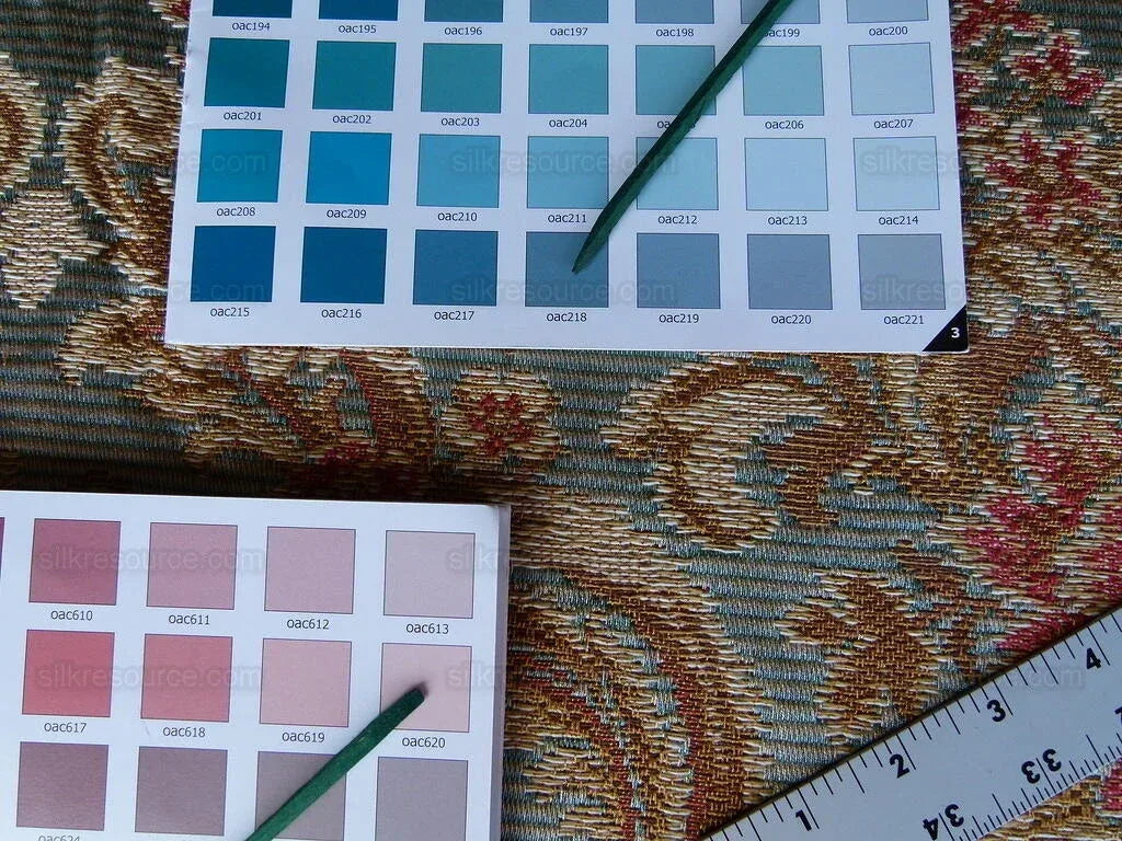 By Yd Scalamandre Cervino Multi on Celadon Blue Pink Floral Damask MSRP 312USD/y