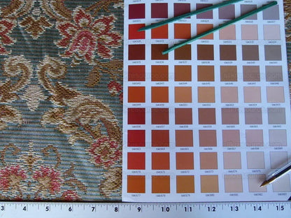 By Yd Scalamandre Cervino Multi on Celadon Blue Pink Floral Damask MSRP 312USD/y