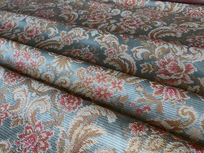 By Yd Scalamandre Cervino Multi on Celadon Blue Pink Floral Damask MSRP 312USD/y