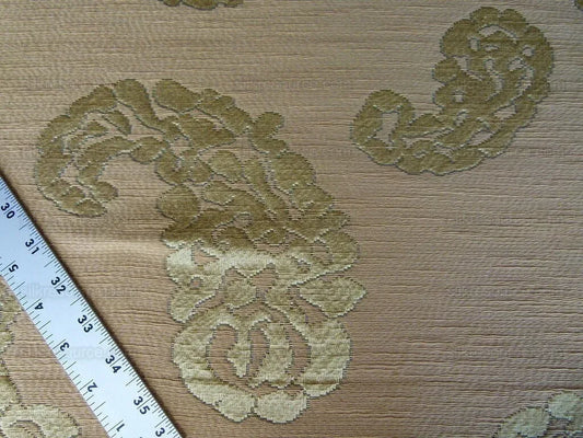 Scalamandre Katmandu Oro Gold Green Silk Lampas Paisley MSRP USD 364/Y